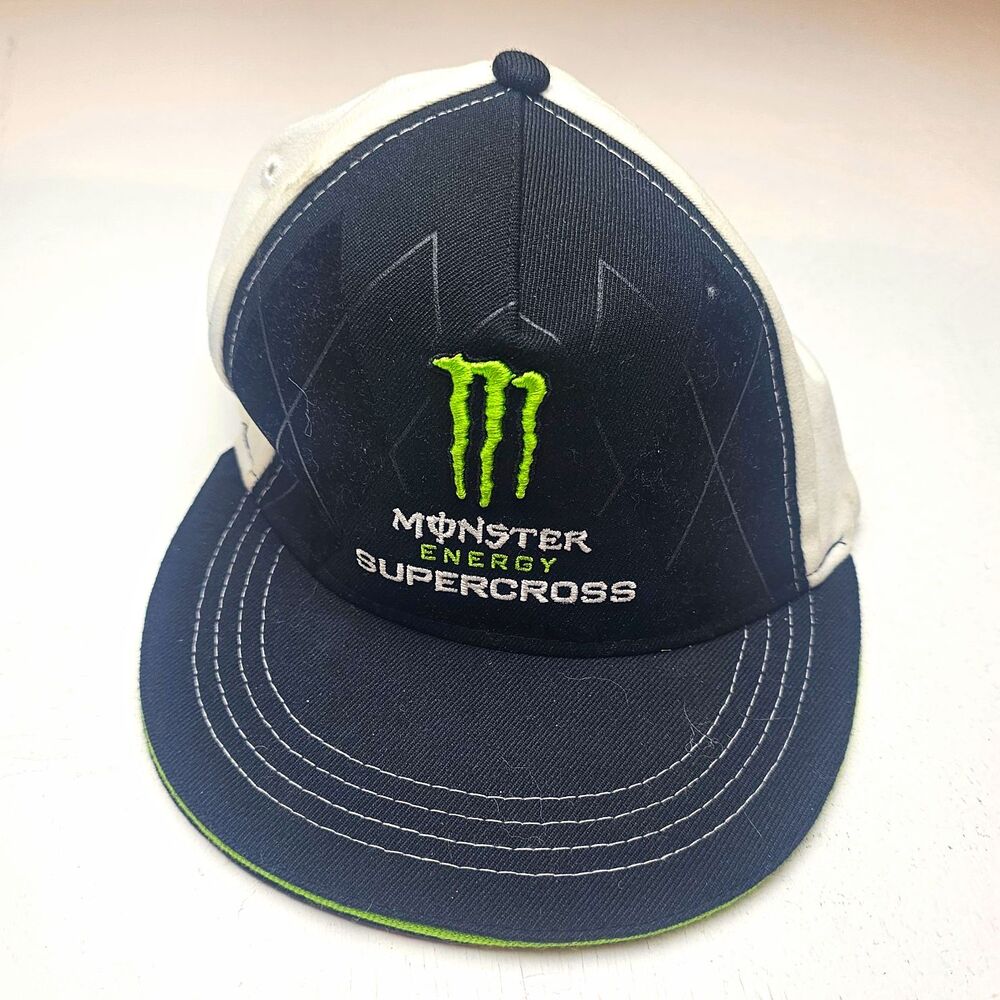 Monster Energy Supercross Black White Green Fitted Hat Cap 2014